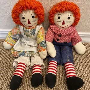 Mint condition Vintage Raggedy Ann and Andy 21 inch "Knickerbocker" doll set